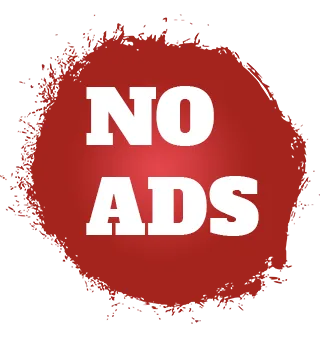 red splatted dot with No Ads in white letters