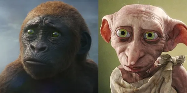 Baby Kong from Godzilla x Kong: The New Empire and Dobby form Harry Potter