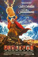 poster for 1953's the ten commandments featuring moses holding a stone tablet above his head