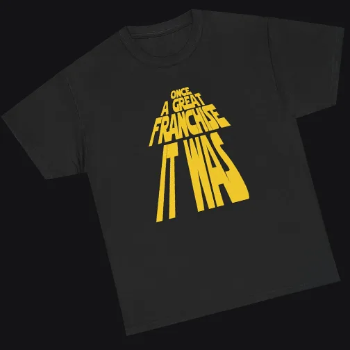star wars inspired tshirt that says once a great franchise it was