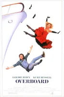 goldie hawn and kurt russel comedically falling off of a yacht in the poster for the original overboard