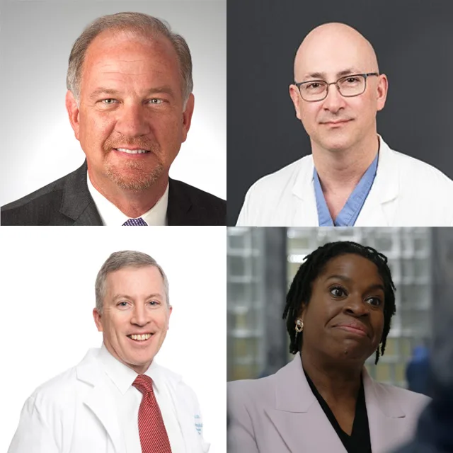 three white male real life chief medical officers for pittsburgh area hospitals and one fictional black female one from The Pitt