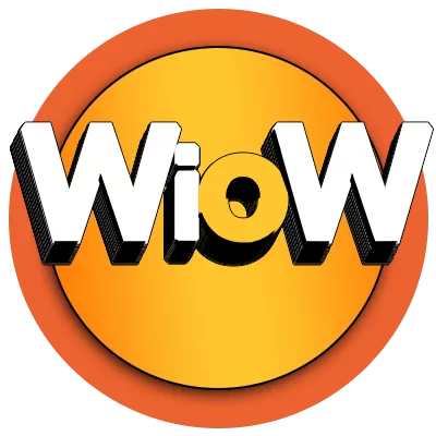 Worth It or Woke (WioW) official logo – bold white 'WioW' text with stylized orange 'o' on a vibrant orange circle background with red-orange border