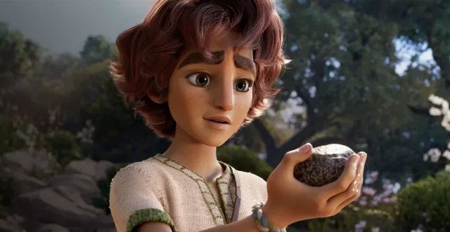 Official key art from Angel Studios' DAVID animated musical: Celebrates $22 million box office milestone as best faith-based animated opening of all time, inspiring David and Goliath story for families – full review at worthitorwoke.com