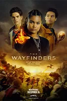 Sci-fi family adventure poster for 'The Wayfinders' releasing November 16 on Angel Studios, streaming December: Diverse teen heroes—a boy, girl, and another boy—wielding fire orb and magic in a dystopian world with flames and ruins; values-driven quest—is it worth it or woke?—on worthitorwoke.com.
