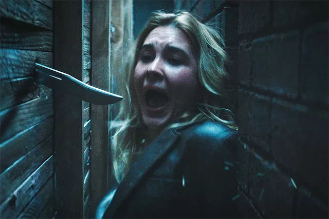 IIsabel May Scream 7 scene: Terrified scream as Sidney Prescott’s daughter facing Ghostface knife attack in horror slasher film starring Neve Campbell – Worth It or Woke anti-woke review & conservative Christian family-friendly rating on WorthItOrWoke.com
