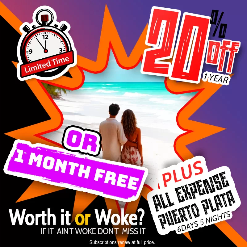 20% OFF 1 Year OR 1 Month FREE WorthItOrWoke.com membership + ALL-EXPENSE-PAID Puerto Plata 6 Days 5 Nights trip – Limited Time Offer! Join today for anti-woke conservative Christian movie & TV reviews, WOKE-O-METER scores, family-friendly ratings exposing Hollywood agenda – ad-free & exclusive content