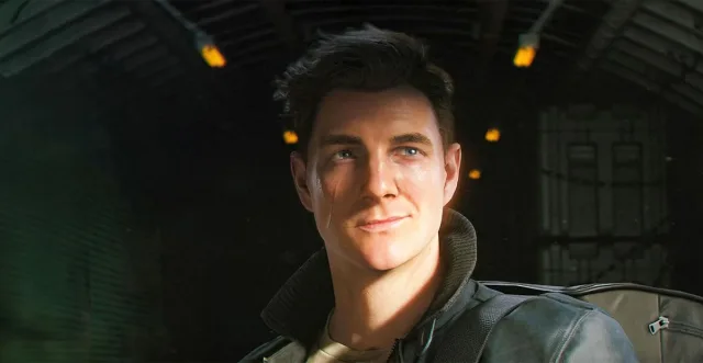 007 First Light banner: new James Bond actor confident close-up leather jacket intense gaze dramatic hangar lighting upcoming 007 game – conservative alternative to Rotten Tomatoes anti-woke WOKE-O-METER rating & Christian family-friendly verdict exposing woke Hollywood agenda on WorthItOrWoke.com