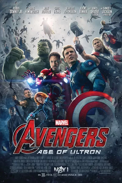 "Avengers Age of Ultron official poster: Robert Downey Jr. Iron Man Chris Evans Captain America Chris Hemsworth Thor Mark Ruffalo Hulk Scarlett Johansson Black Widow Jeremy Renner Hawkeye epic battle Marvel classic 2015 – anti-woke review WOKE-O-METER rating & conservative Christian family-friendly verdict exposing woke Hollywood agenda on WorthItOrWoke.com