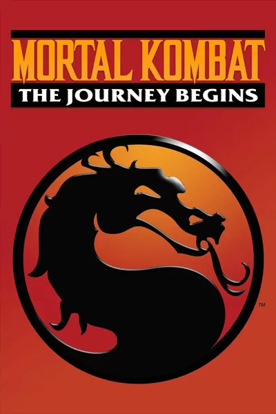 Mortal Kombat The Journey Begins official poster: classic black dragon logo red background iconic emblem Mortal Kombat animated series video game adaptation 1995 – anti-woke review WOKE-O-METER rating & conservative Christian family-friendly verdict exposing woke Hollywood agenda on WorthItOrWoke.com
