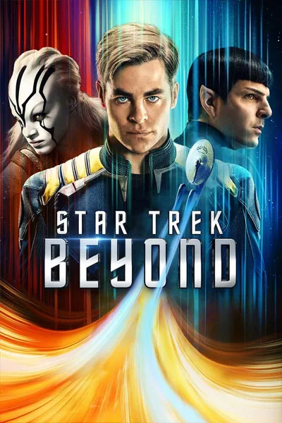Star Trek Beyond poster: Chris Pine Captain Kirk Zachary Quinto Spock Jaylah ensemble dramatic light effects starship classic 2016 sci-fi reboot movie – conservative alternative to Rotten Tomatoes anti-woke WOKE-O-METER rating & Christian family-friendly verdict exposing woke Hollywood agenda on WorthItOrWoke.com