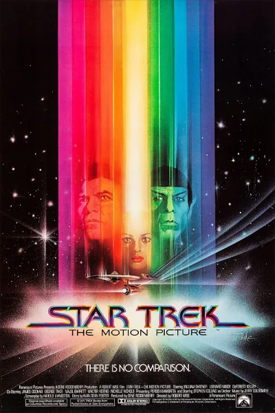 Star Trek The Motion Picture official poster: William Shatner Leonard Nimoy rainbow light beam Enterprise spaceship classic 1979 sci-fi movie – anti-woke review WOKE-O-METER rating & conservative Christian family-friendly verdict exposing woke Hollywood agenda on WorthItOrWoke.com