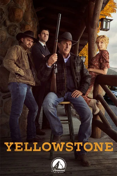 "Yellowstone official poster: Kevin Costner John Dutton ranch family Cole Hauser Kelly Reilly Luke Grimes Western drama Paramount Network series – anti-woke review WOKE-O-METER rating & conservative Christian family-friendly verdict exposing woke Hollywood agenda on WorthItOrWoke.com